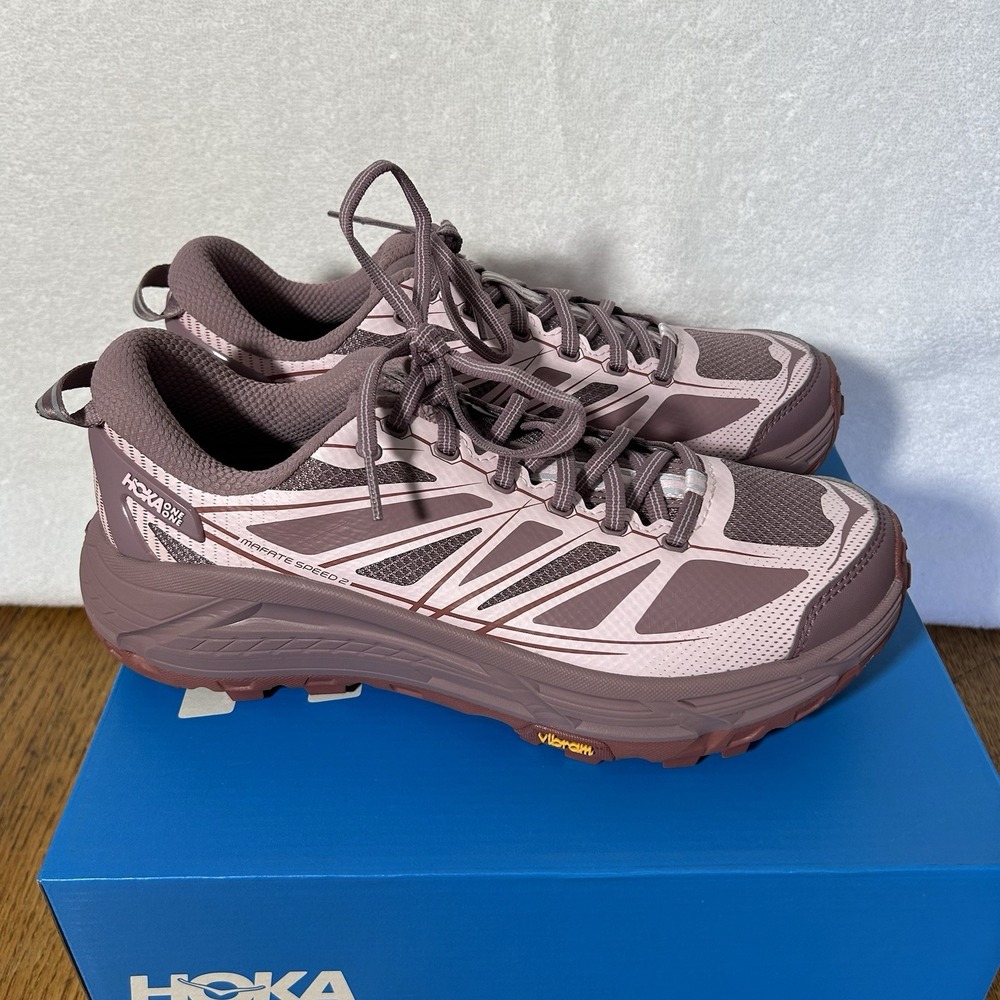 Hoka One One Womens Size 7 Mafate Speed 2 Low Top Mauve/Carnation Athletic Shoes - Picture 4 of 7